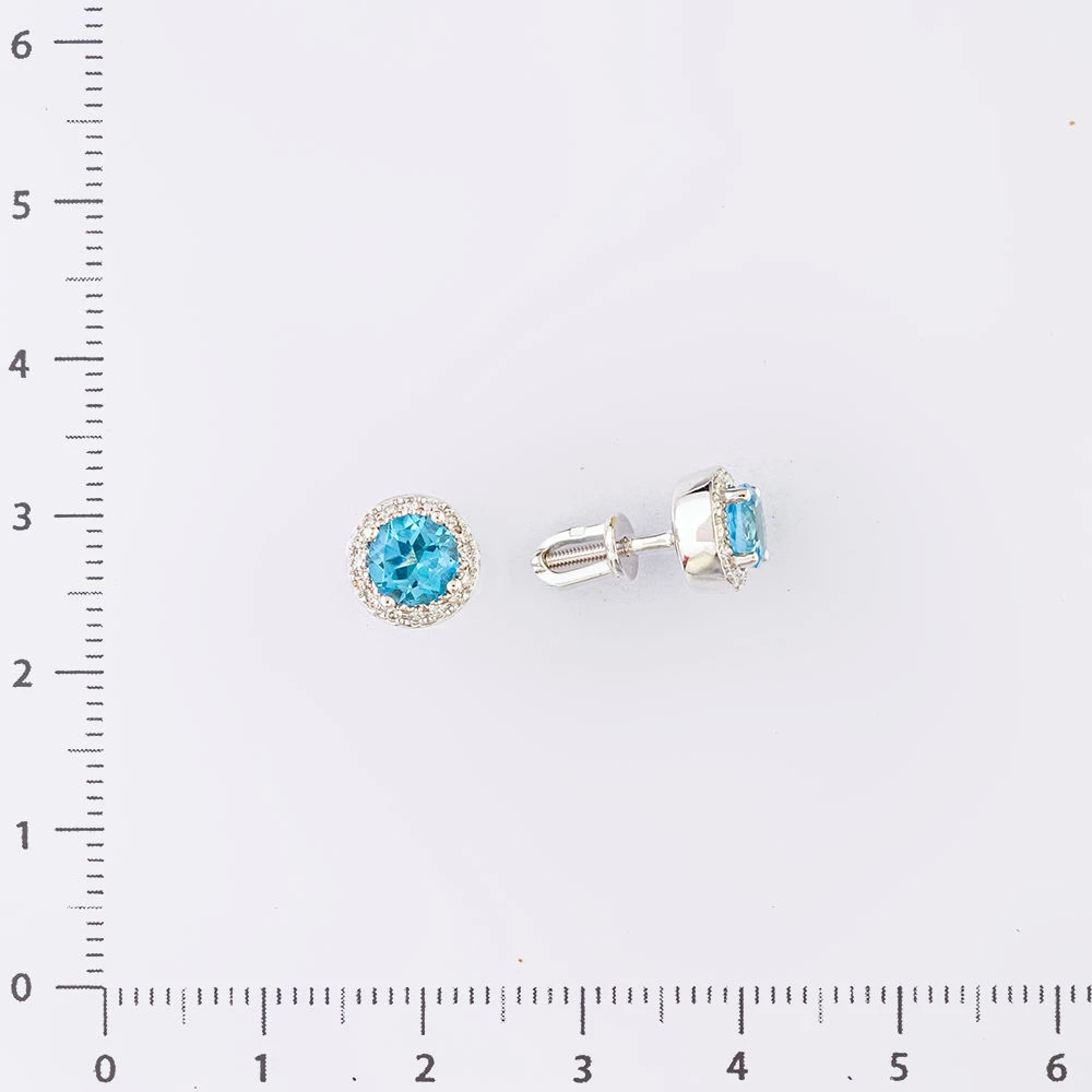 Серьги с топазом из белого золота 585 пробы