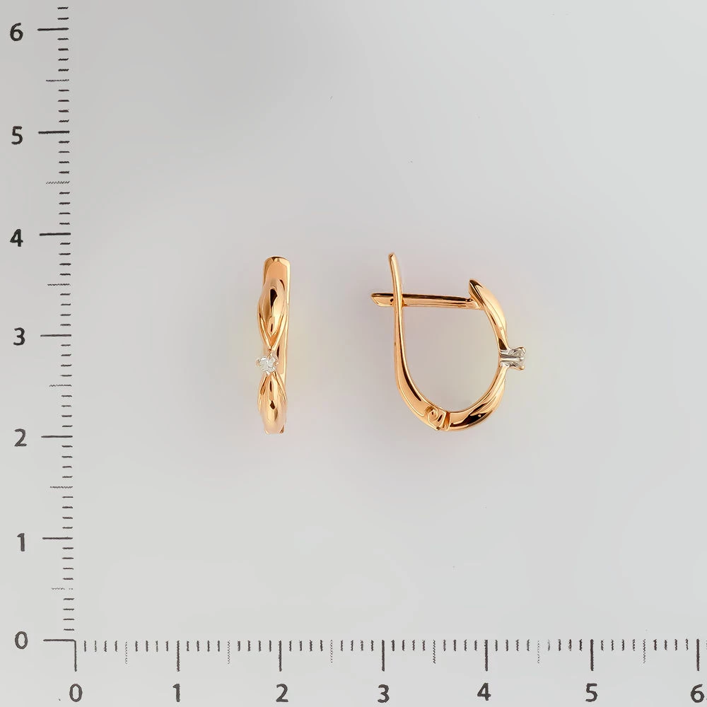 Серьги с бриллиантом из красного золота 585 пробы