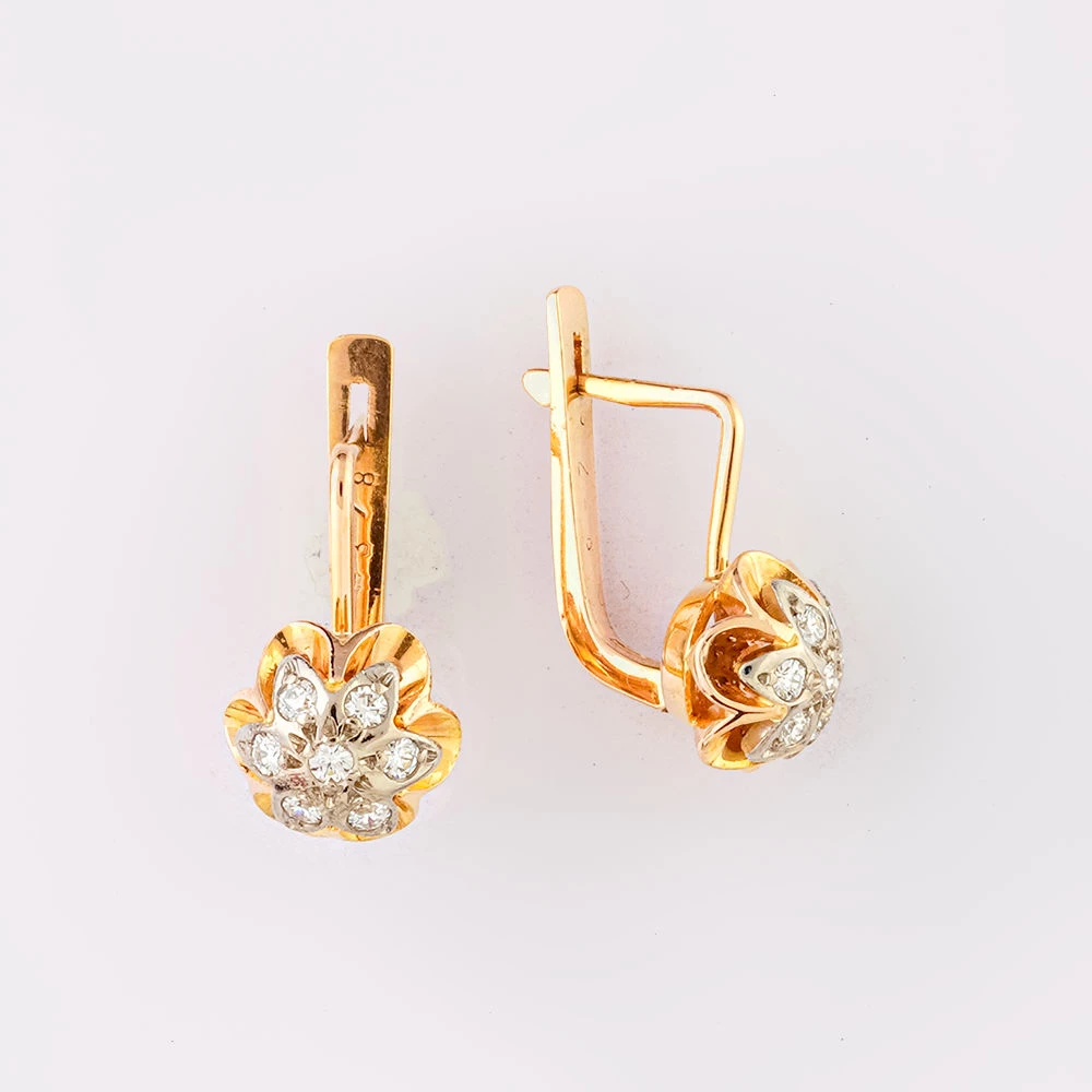 Серьги с бриллиантом из красного золота 583 пробы 1