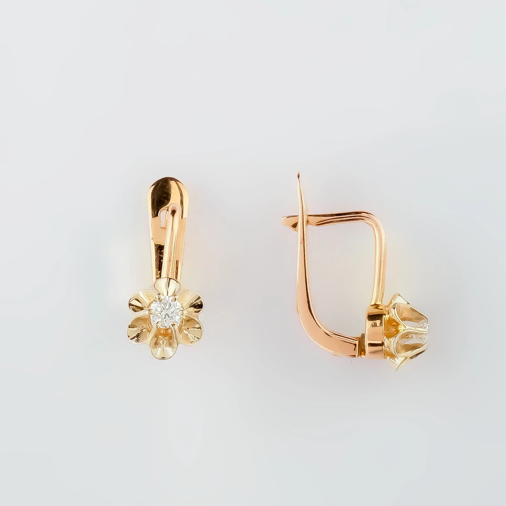 Серьги с бриллиантом из красного золота 583 пробы