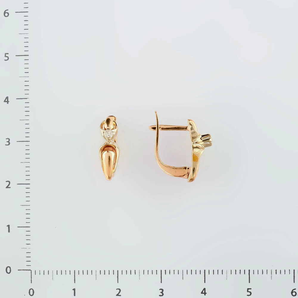 Серьги с бриллиантом из красного золота 585 пробы