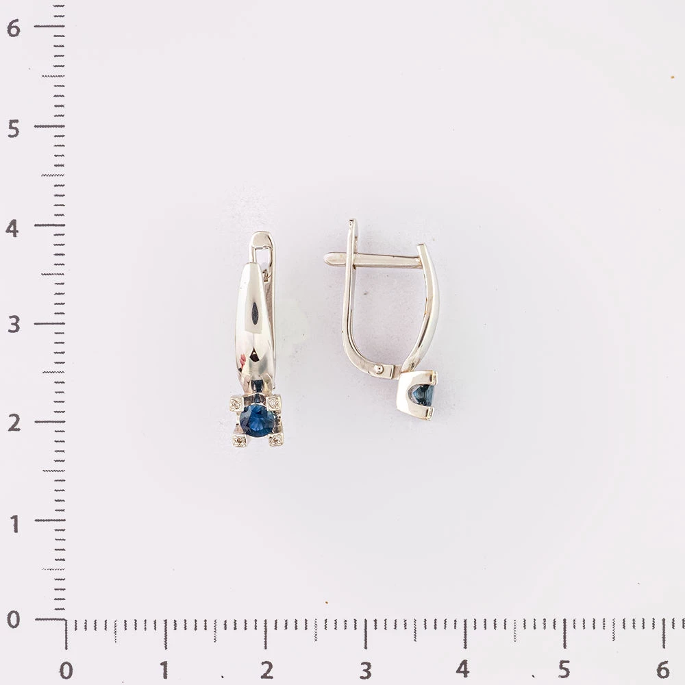 Серьги с сапфиром из белого золота 585 пробы