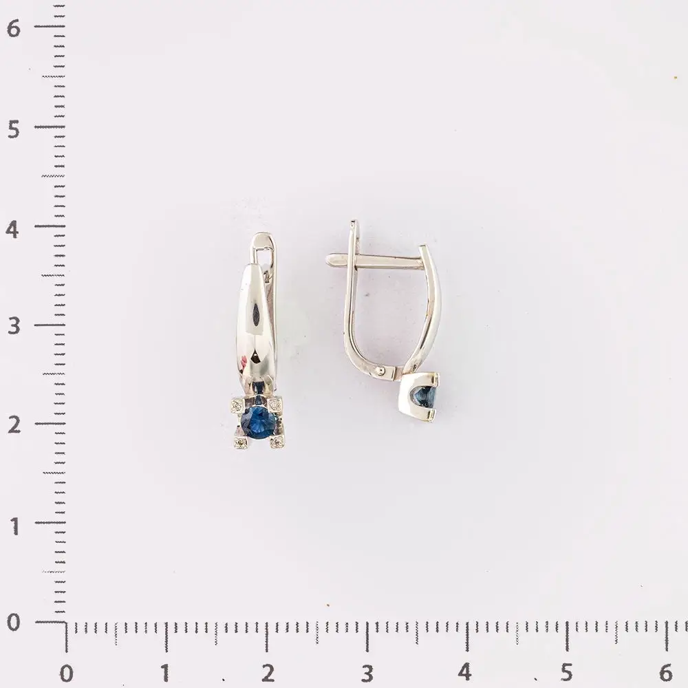 Серьги с сапфиром из белого золота 585 пробы 2