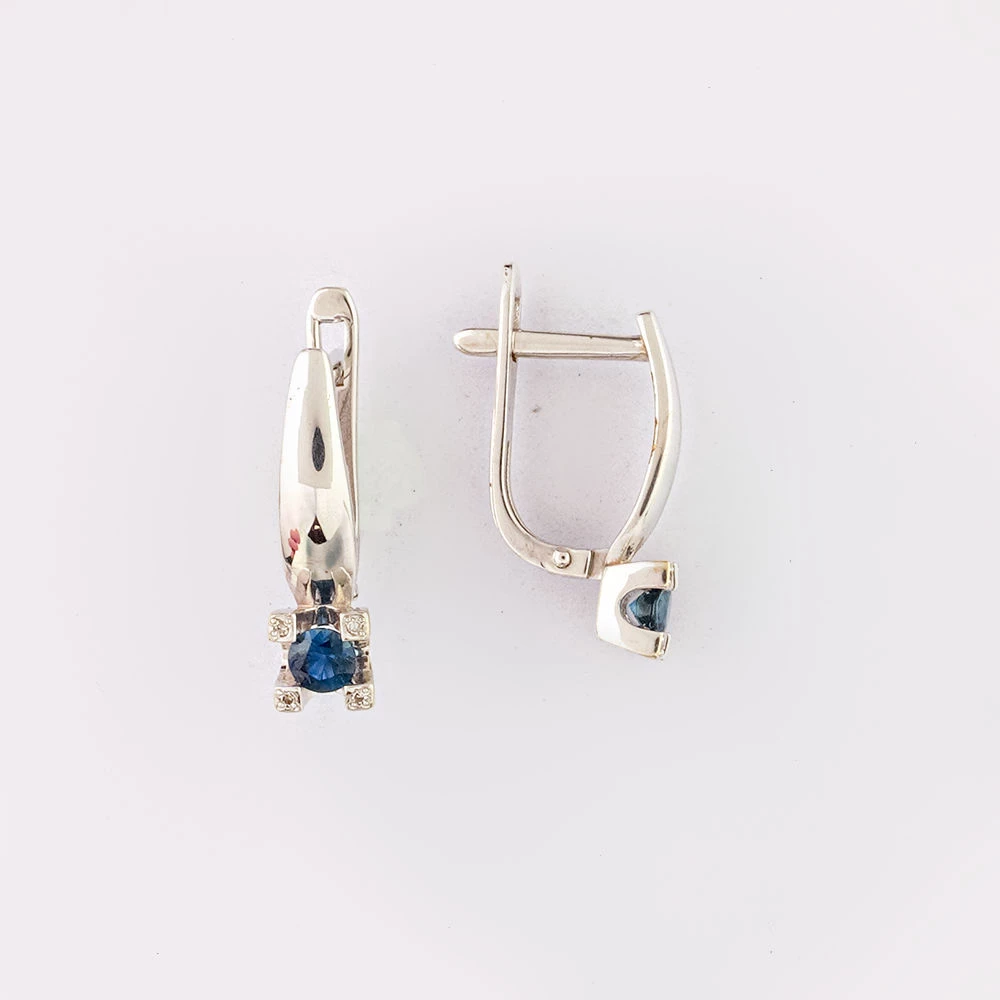 Серьги с сапфиром из белого золота 585 пробы