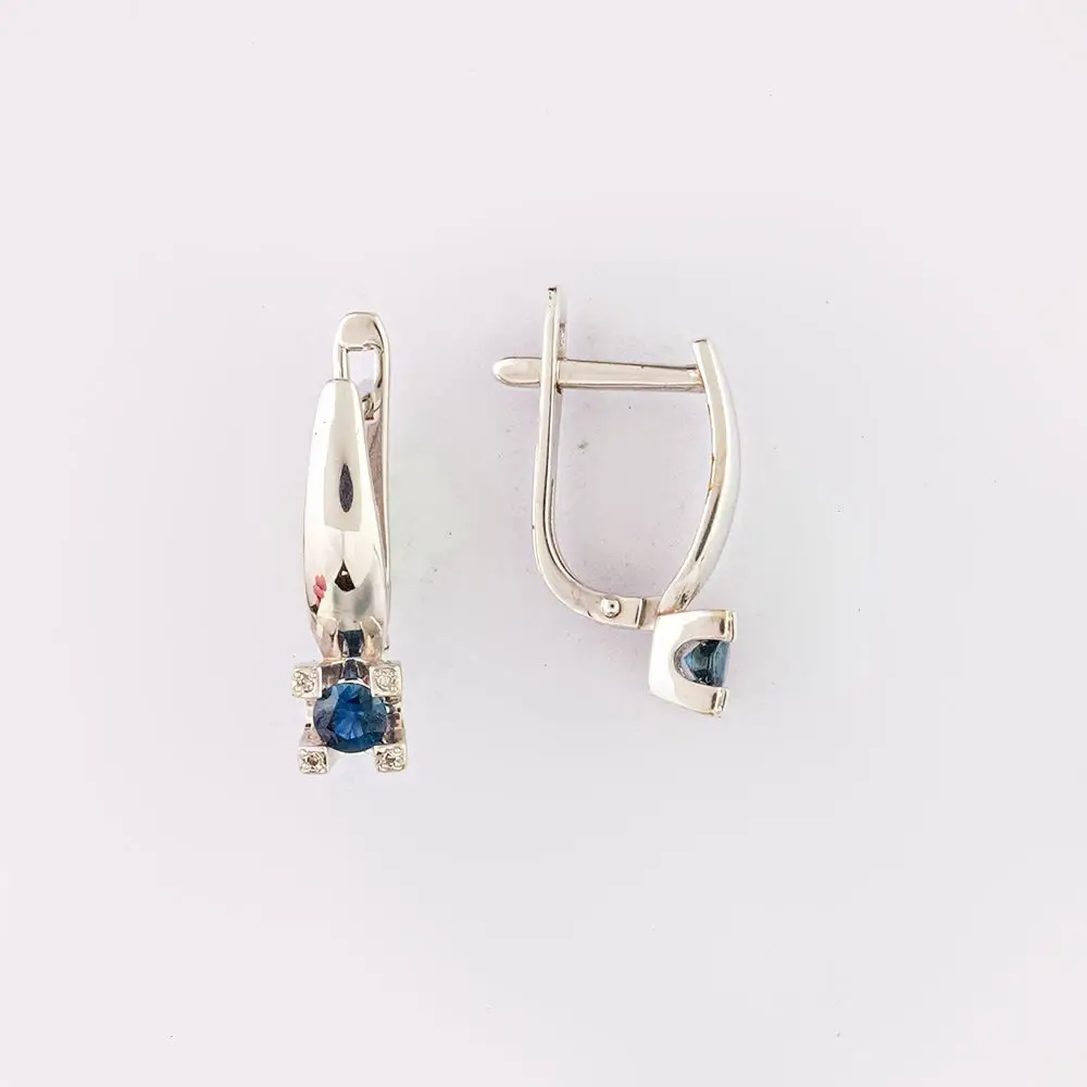 Серьги с сапфиром из белого золота 585 пробы 1