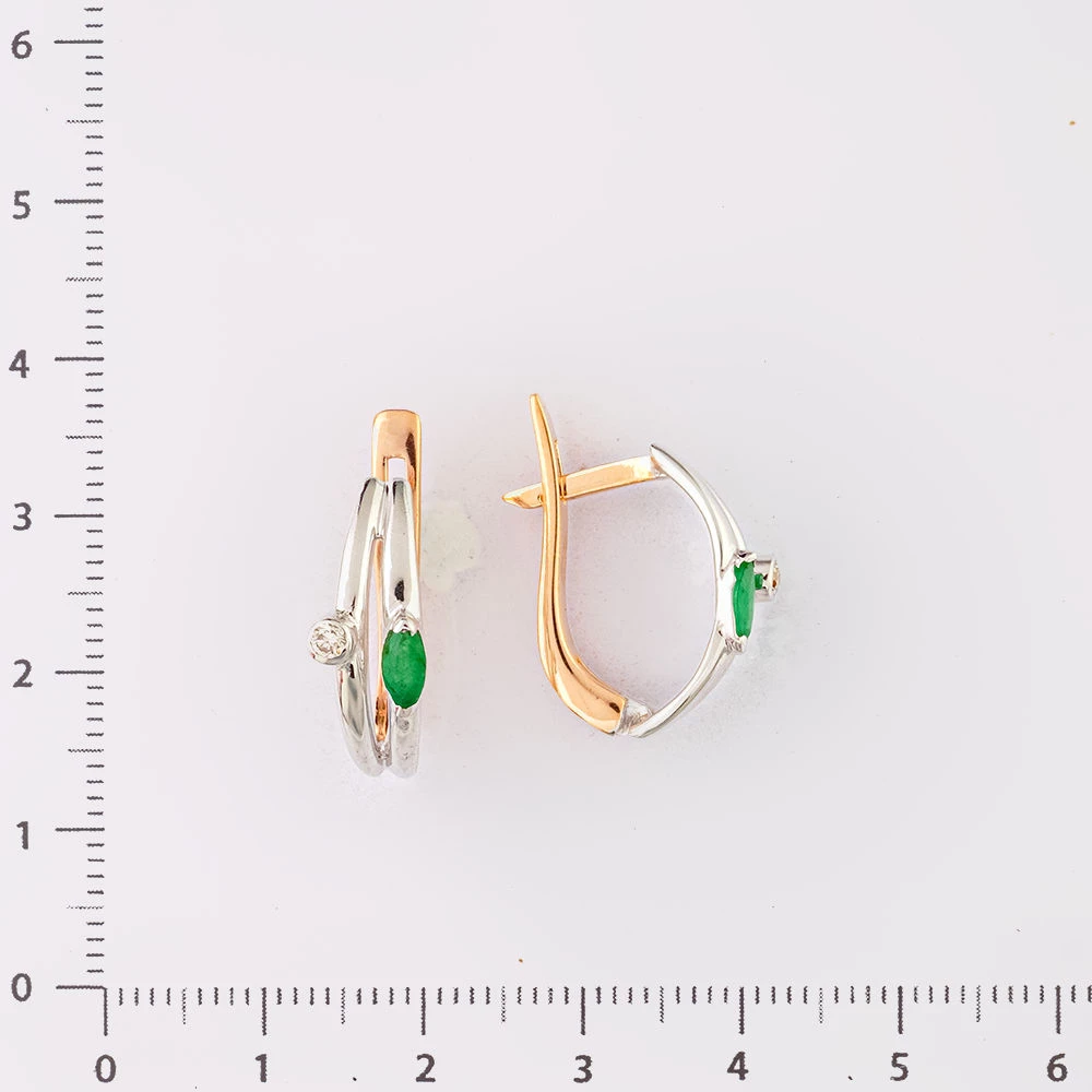 Серьги с изумрудом из красного золота 585 пробы