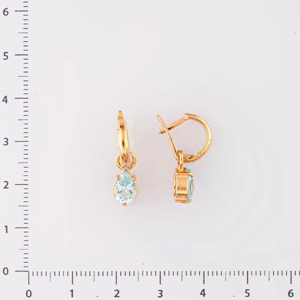 Серьги с топазом из красного золота 585 пробы