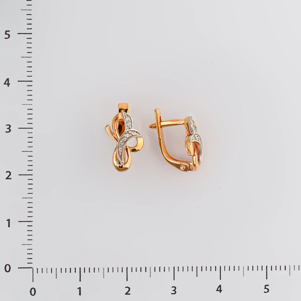 Серьги с бриллиантом из красного золота 585 пробы