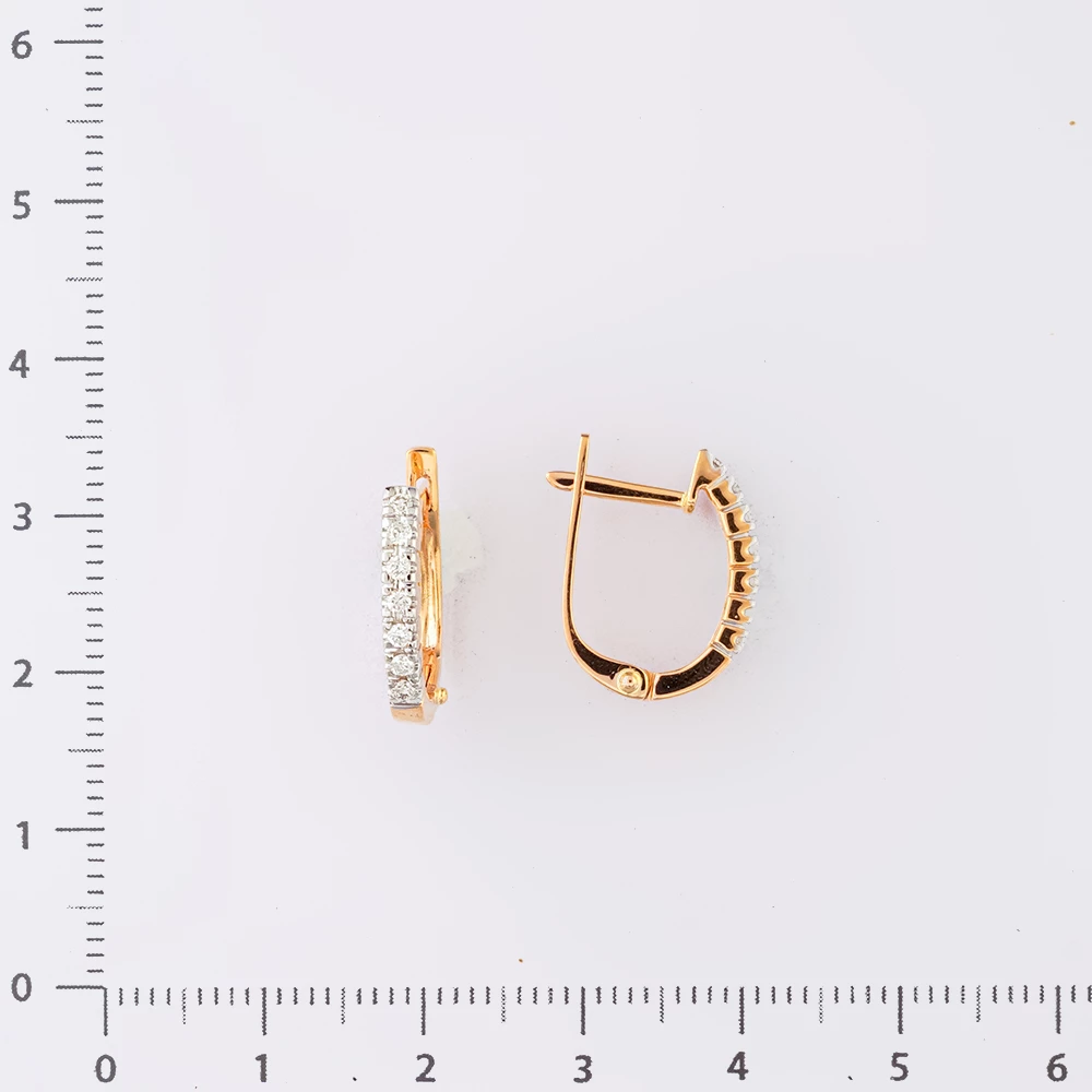 Серьги с бриллиантом из красного золота 585 пробы
