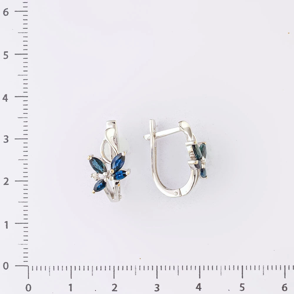 Серьги с сапфиром из белого золота 585 пробы