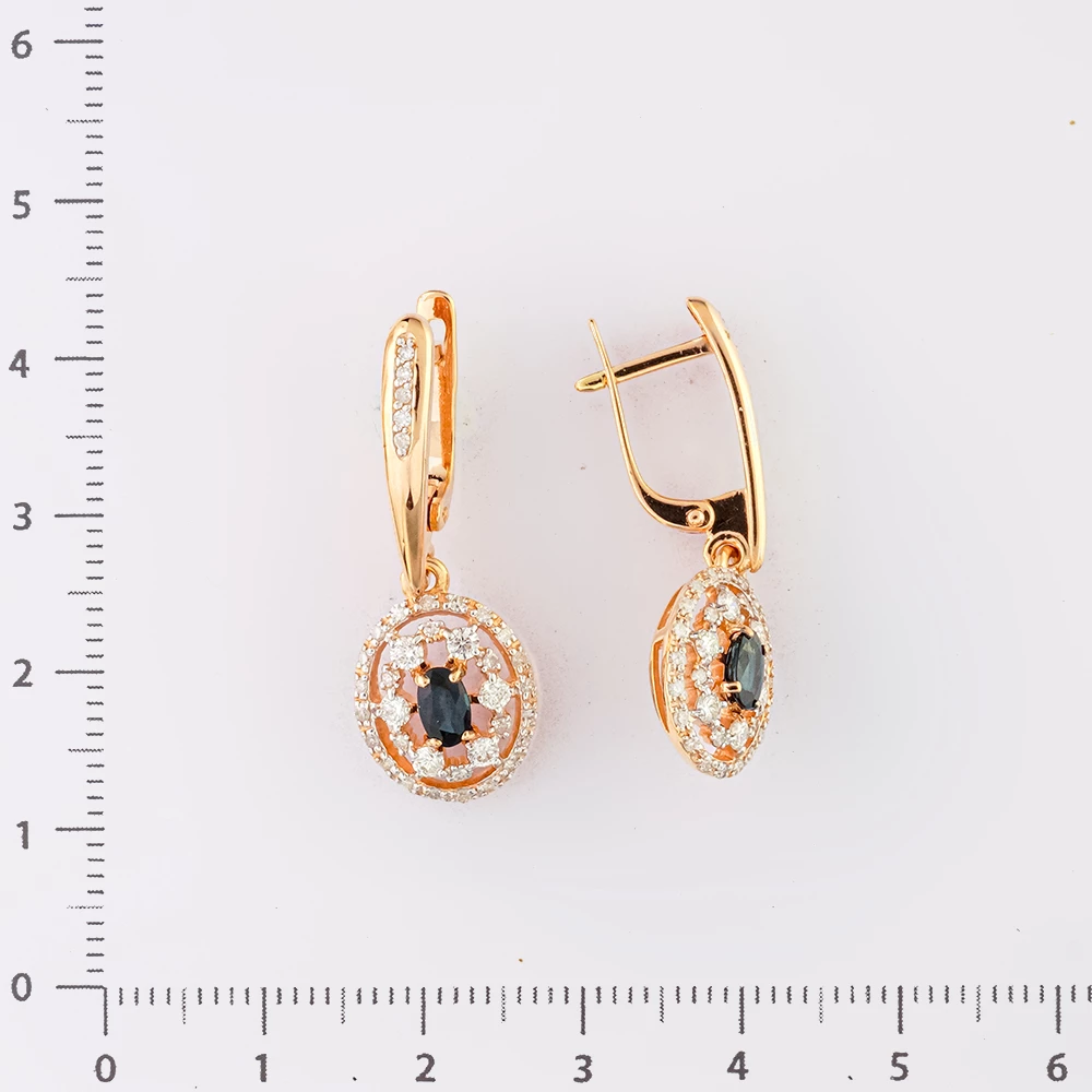 Серьги с сапфиром из красного золота 585 пробы