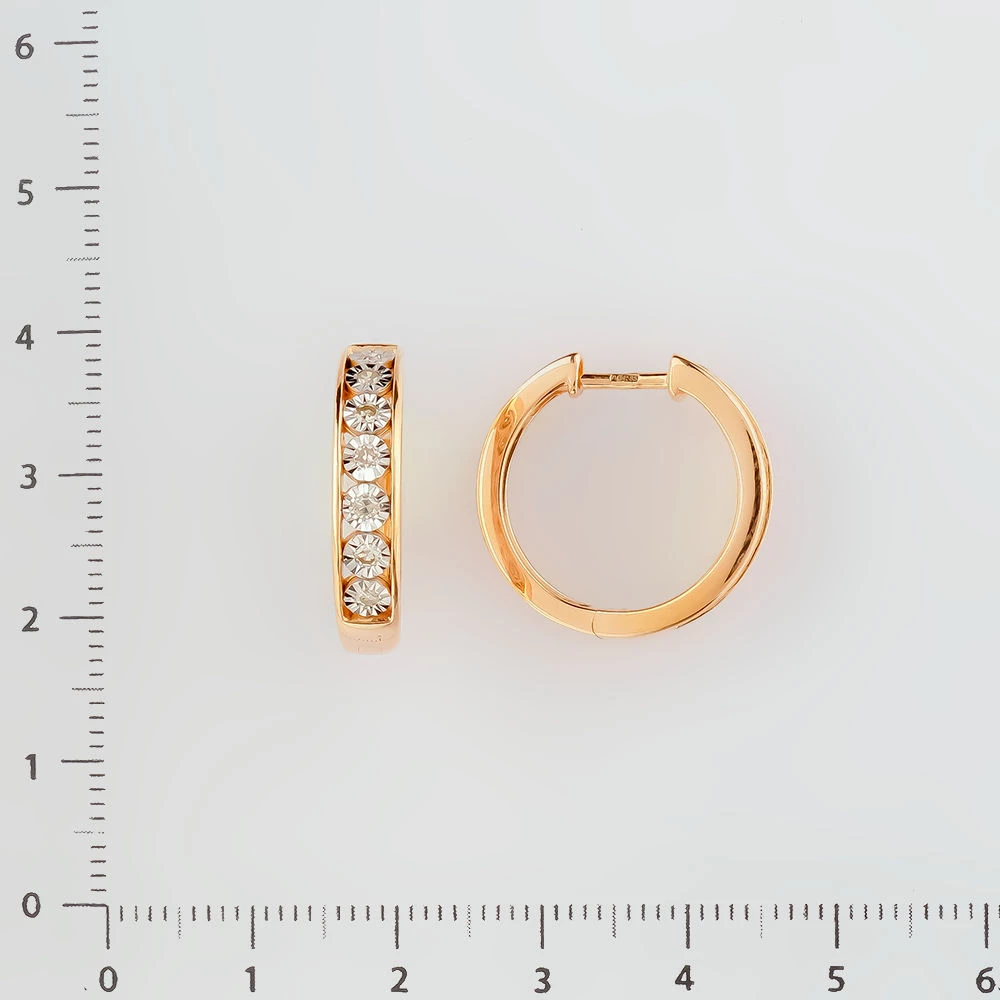 Серьги конго с бриллиантом из красного золота 585 пробы