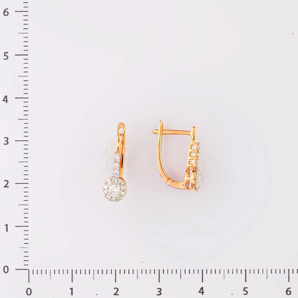 Серьги с бриллиантом из красного золота 585 пробы