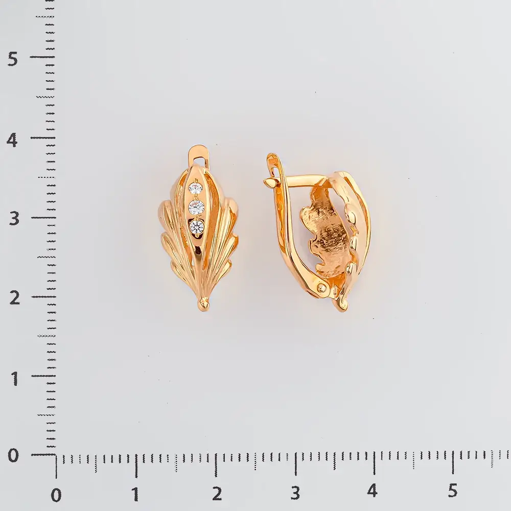Серьги с фианитом из красного золота 585 пробы 2