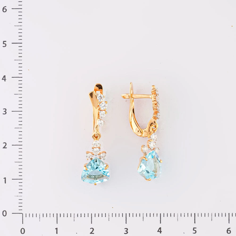 Серьги с топазом из красного золота 585 пробы