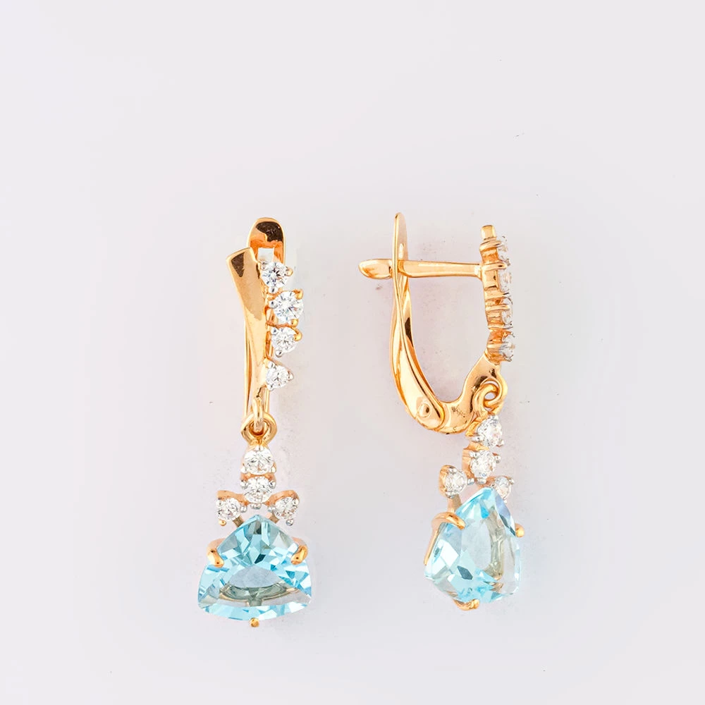 Серьги с топазом из красного золота 585 пробы