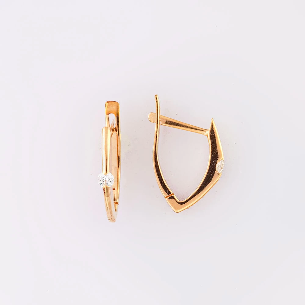 Серьги с бриллиантом из красного золота 585 пробы