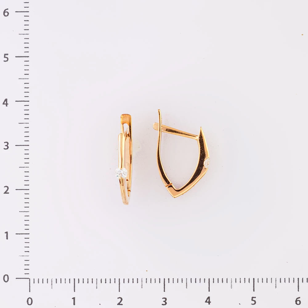 Серьги с бриллиантом из красного золота 585 пробы