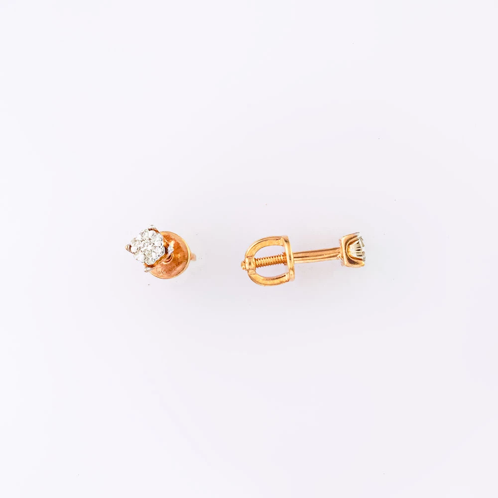 Серьги с бриллиантом из красного золота 585 пробы