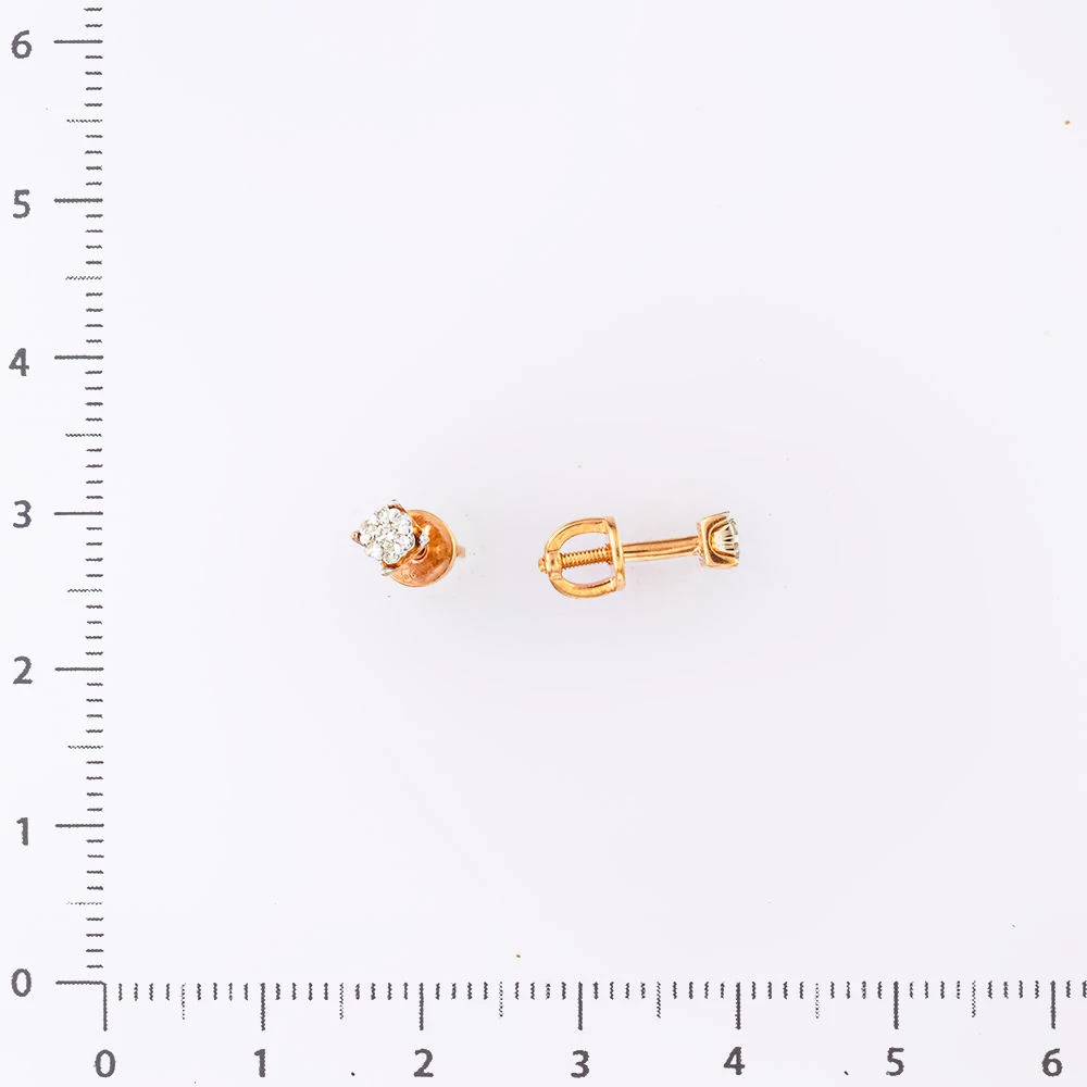 Серьги с бриллиантом из красного золота 585 пробы