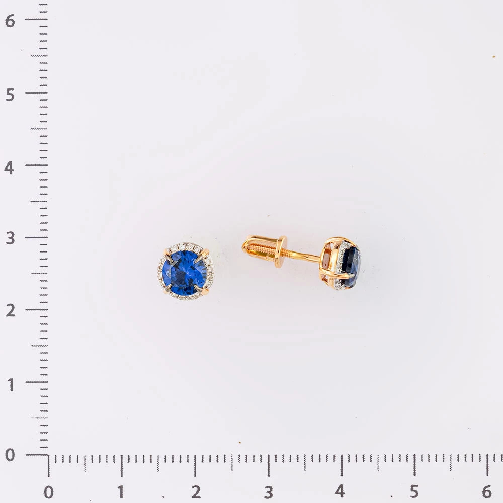 Серьги с ситаллом из красного золота 585 пробы