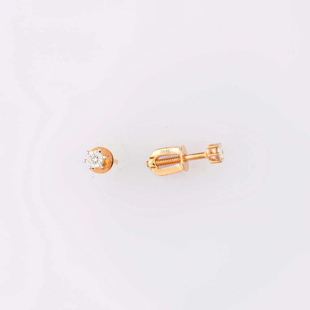 Серьги с бриллиантом из белого золота 585 пробы