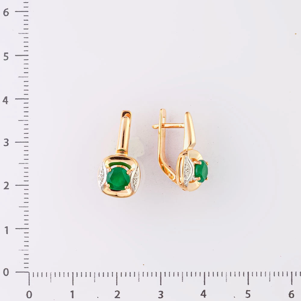 Серьги с агатом из красного золота 585 пробы