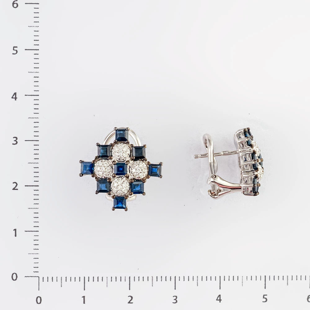 Серьги с сапфиром из белого золота 585 пробы