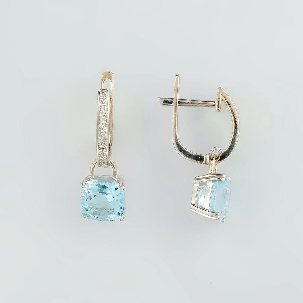 Серьги с топазом из белого золота 585 пробы