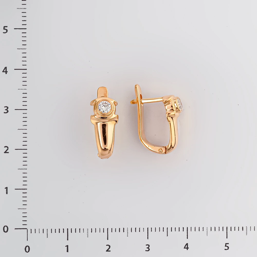 Серьги с бриллиантом из красного золота 585 пробы