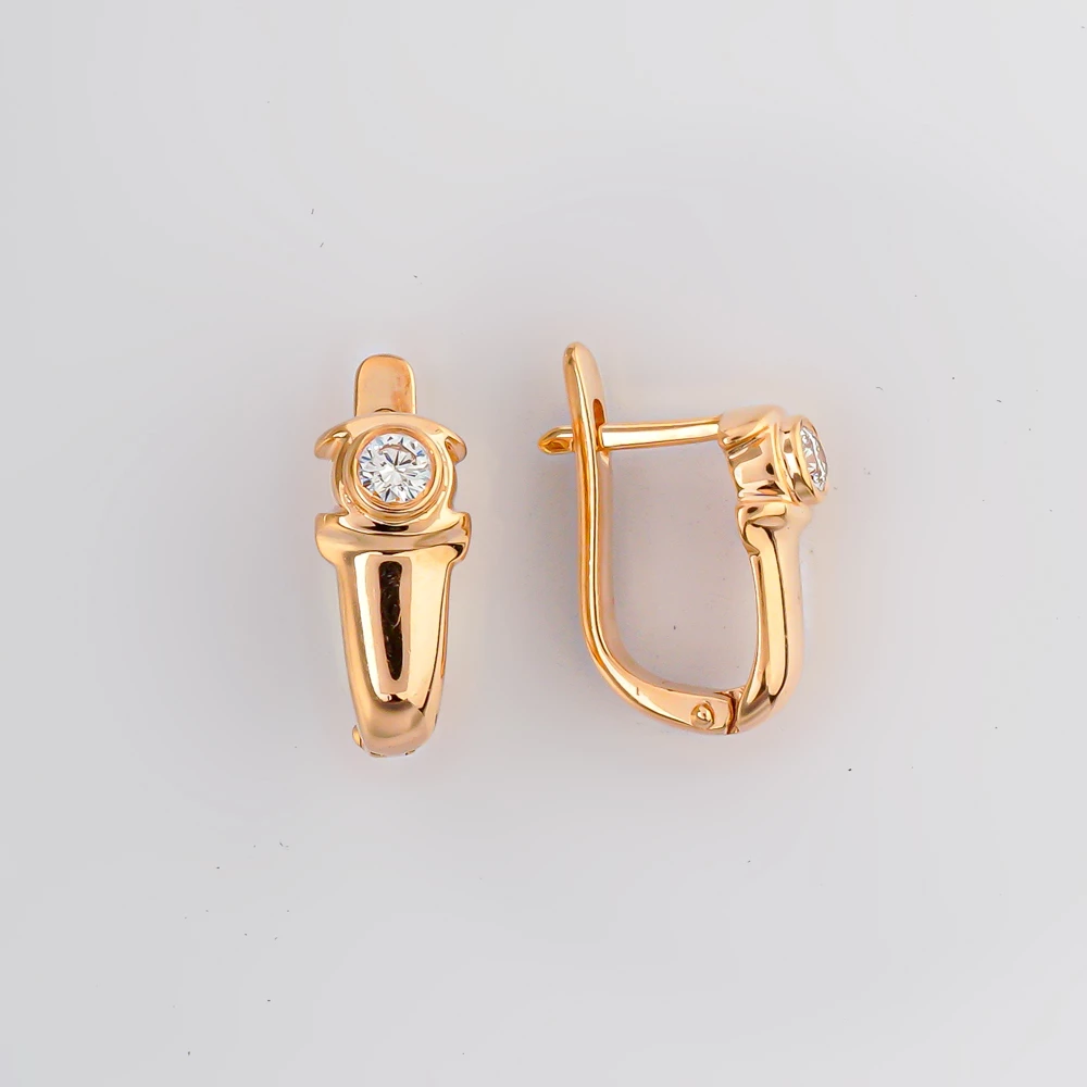 Серьги с бриллиантом из красного золота 585 пробы