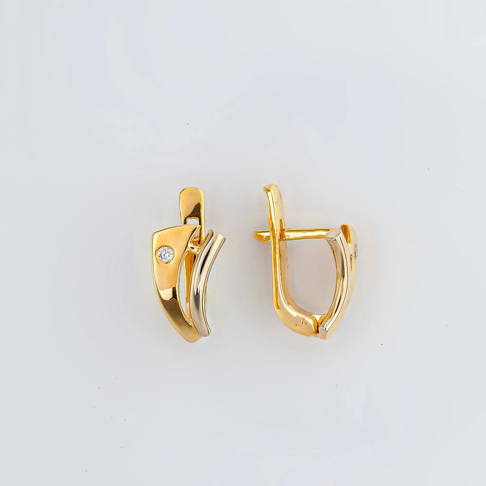 Серьги с бриллиантом из желтого золота 585 пробы