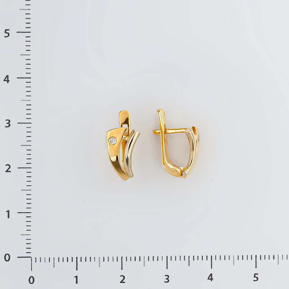 Серьги с бриллиантом из желтого золота 585 пробы