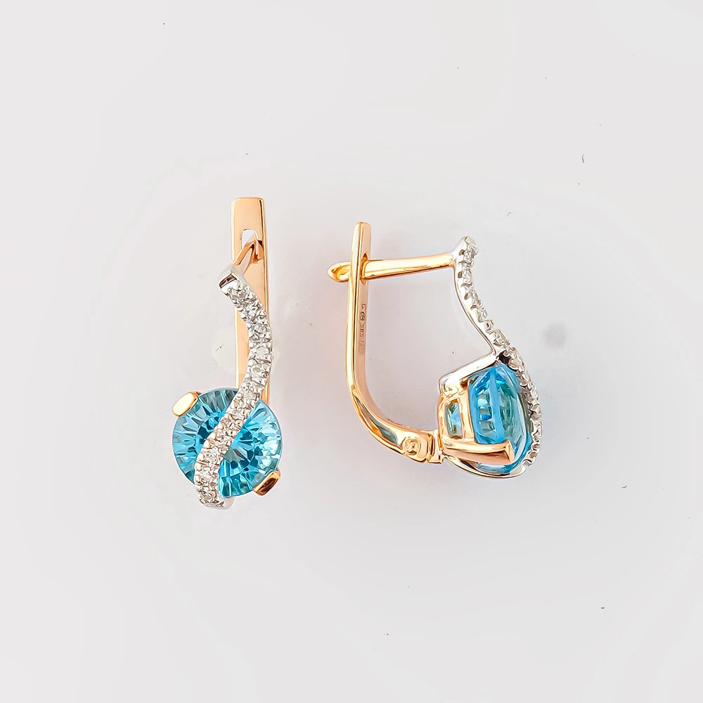 Серьги с топазом из красного золота 585 пробы