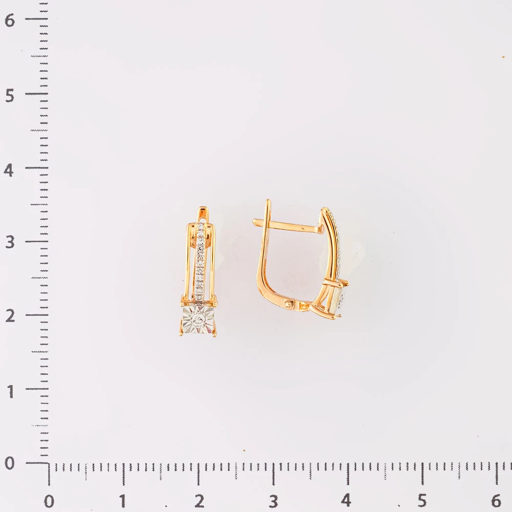 Серьги с бриллиантом из красного золота 585 пробы