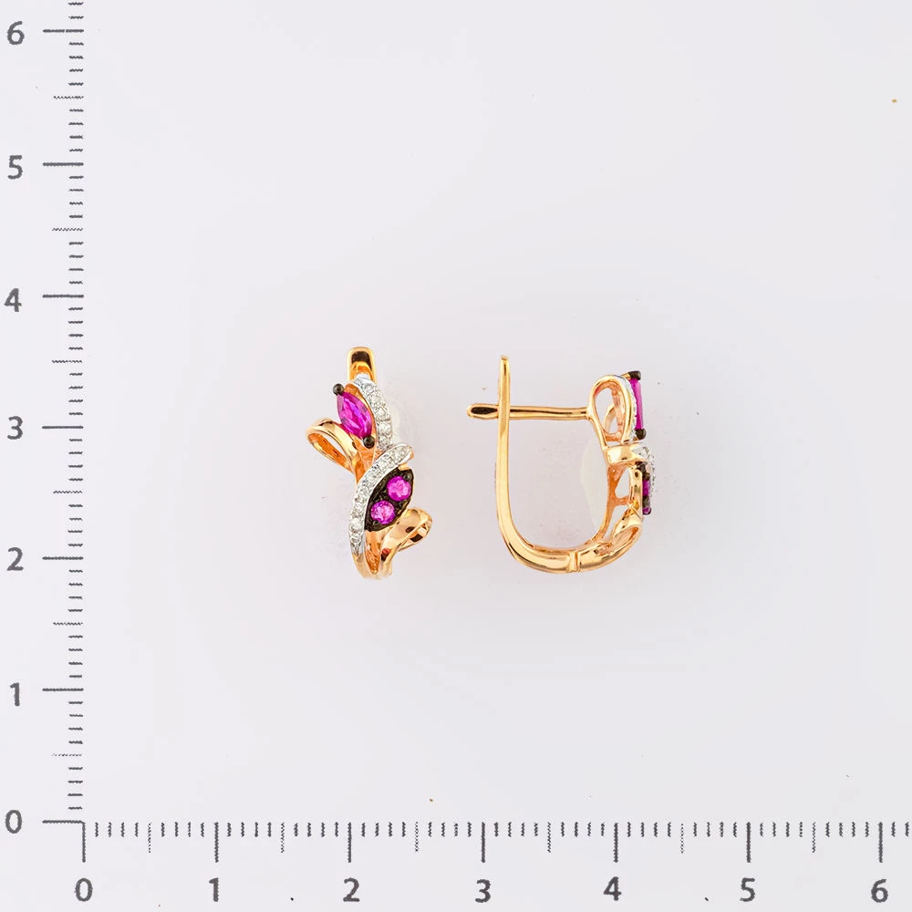 Серьги с рубином из красного золота 585 пробы