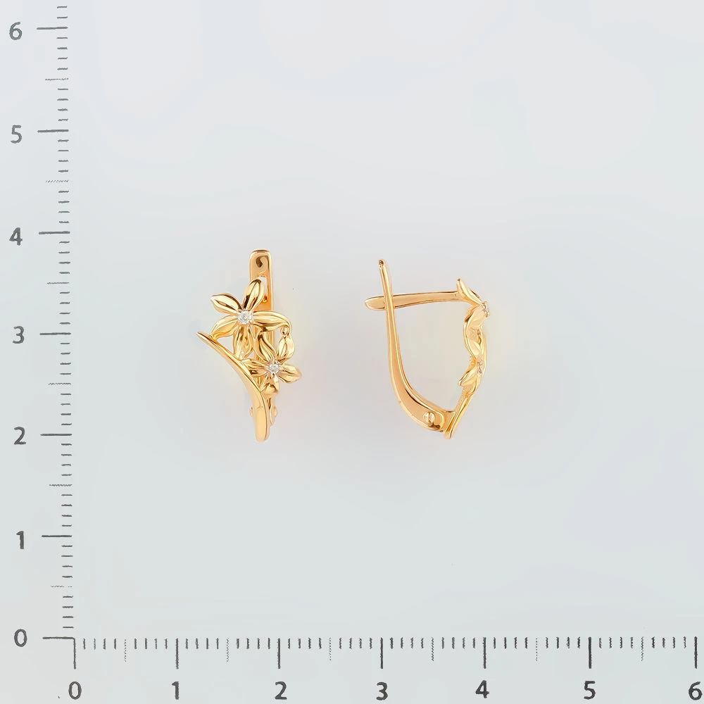 Серьги с бриллиантом из красного золота 585 пробы