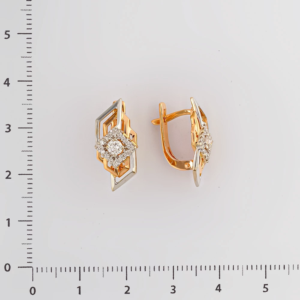 Серьги с бриллиантом из красного золота 585 пробы