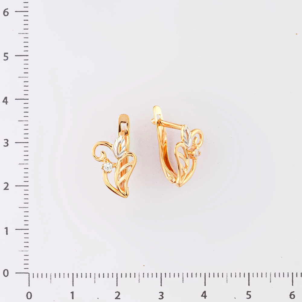 Серьги с фианитом из красного золота 585 пробы