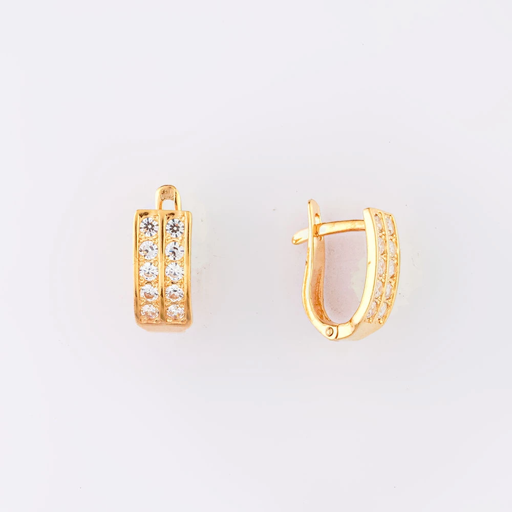 Серьги с фианитом из красного золота 585 пробы