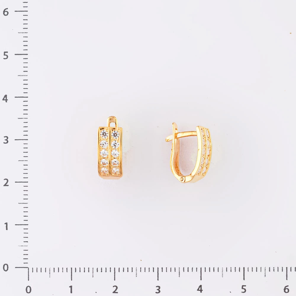 Серьги с фианитом из красного золота 585 пробы