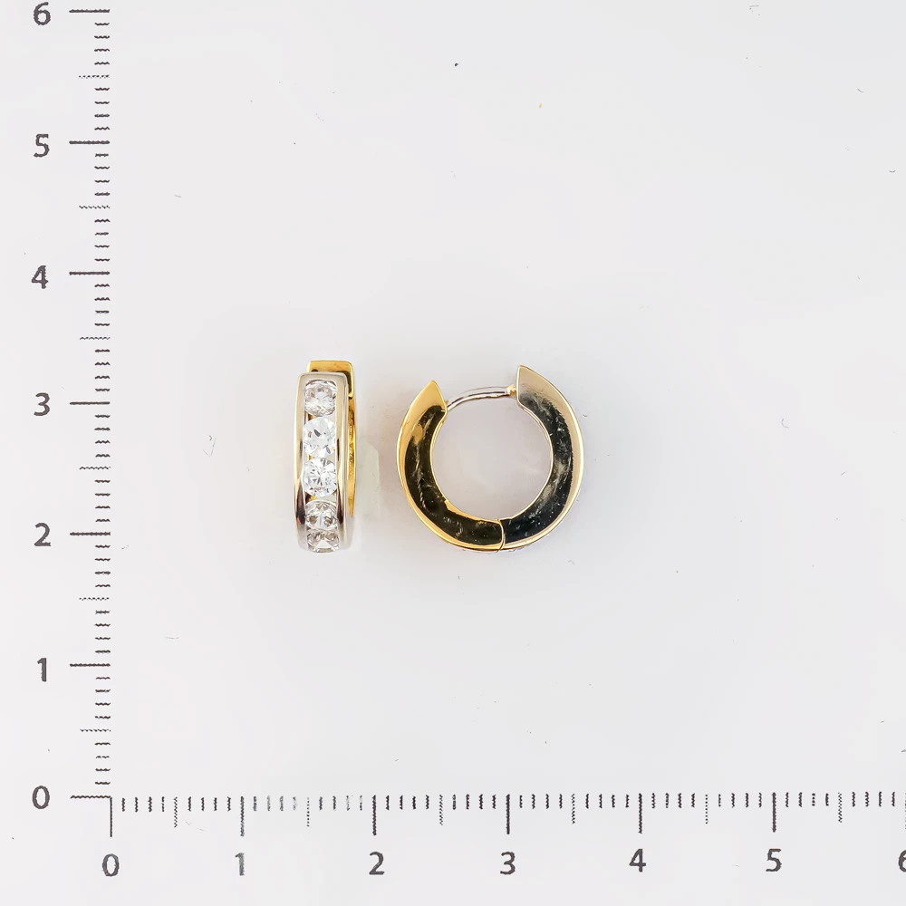 Серьги конго с фианитом из желтого золота 585 пробы