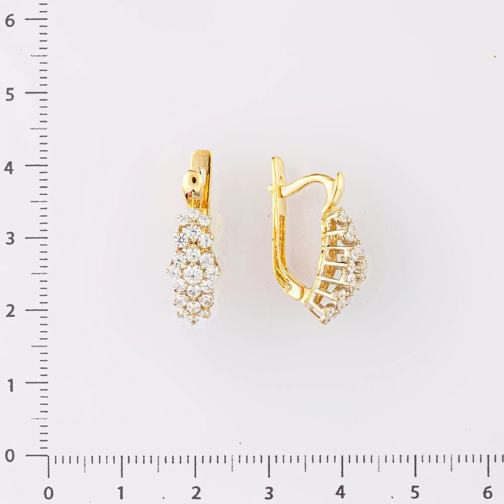 Серьги с фианитом из желтого золота 585 пробы
