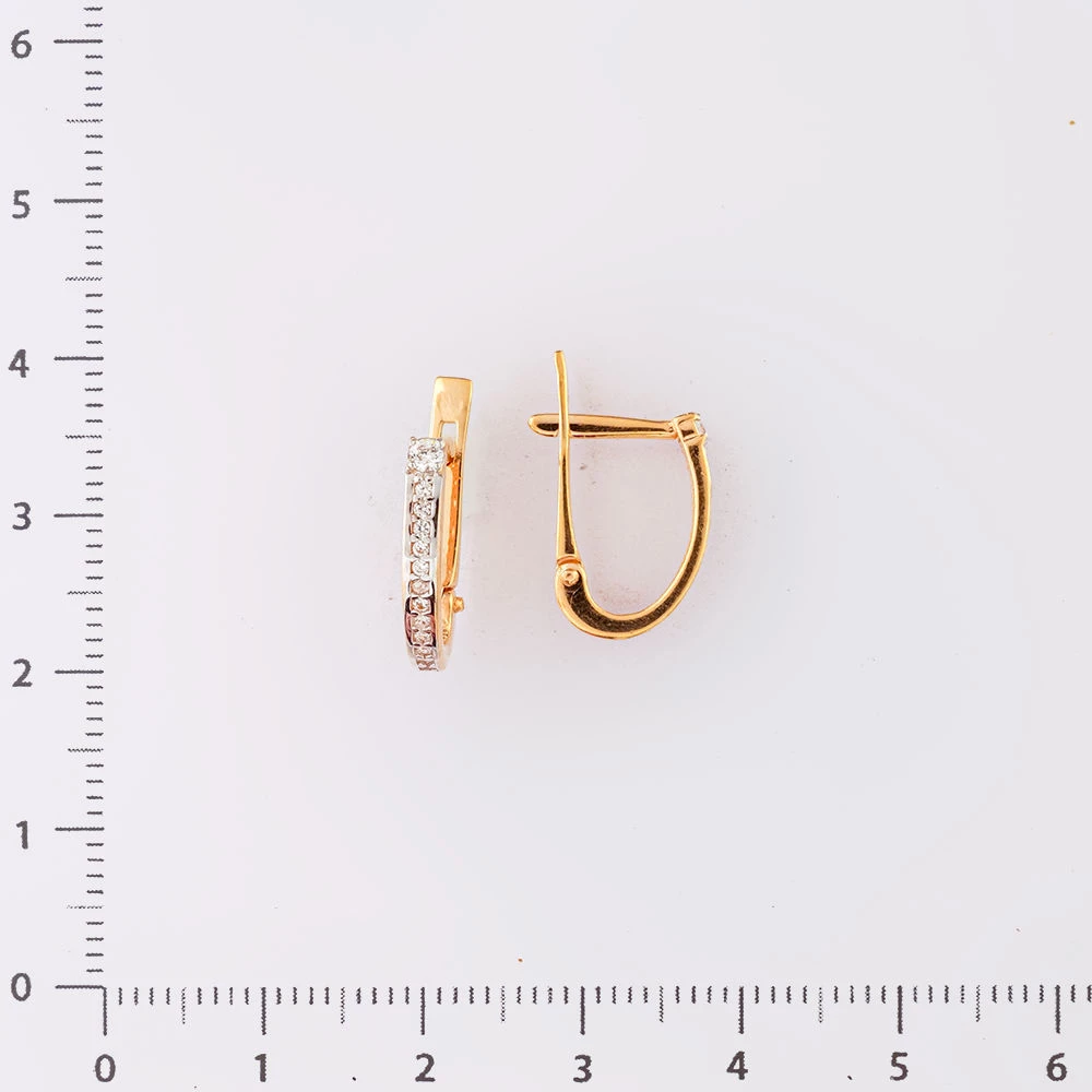 Серьги с фианитом из красного золота 585 пробы