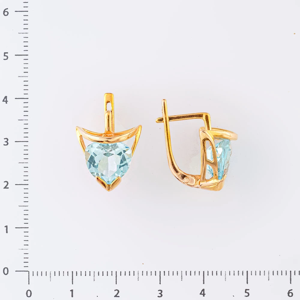 Серьги с топазом из красного золота 585 пробы