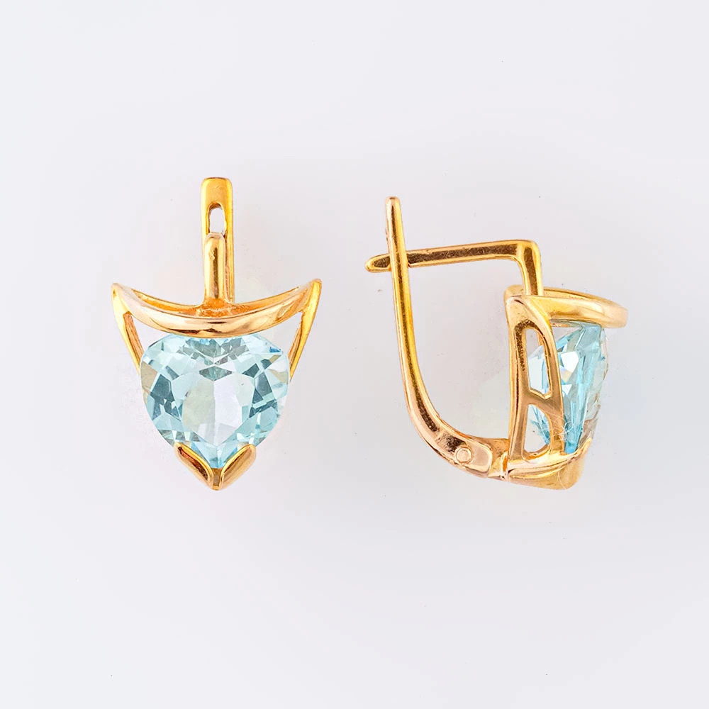 Серьги с топазом из красного золота 585 пробы