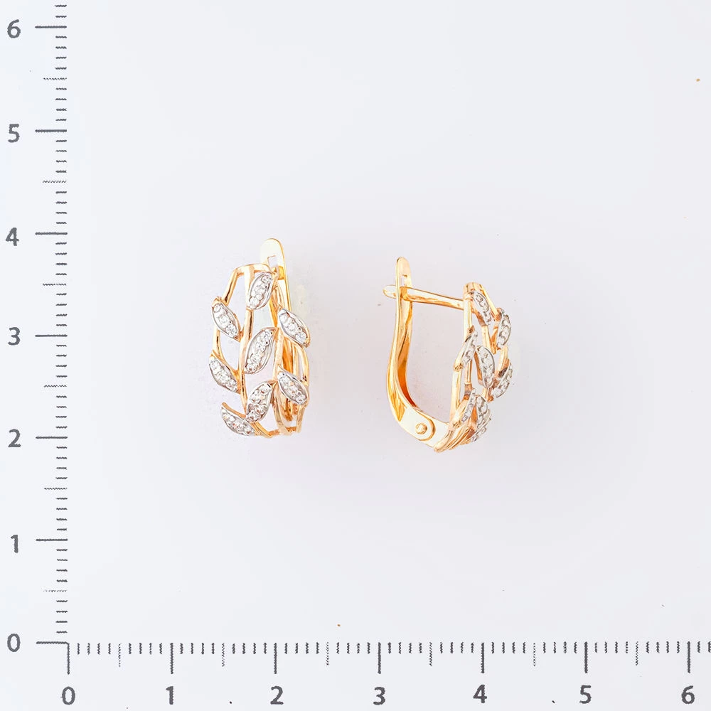 Серьги с фианитом из красного золота 585 пробы