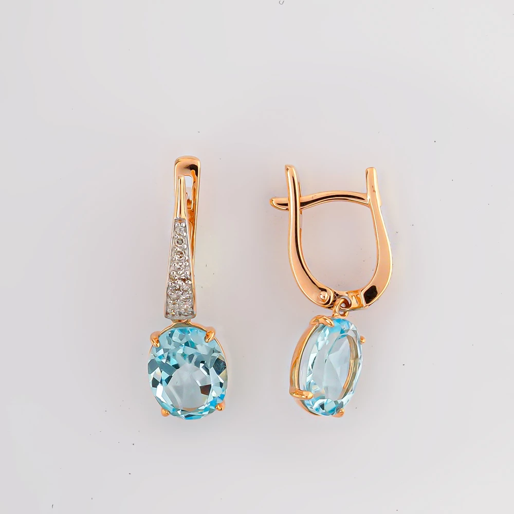 Серьги с топазом из красного золота 585 пробы