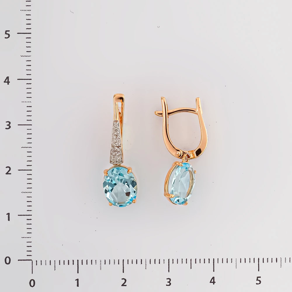 Серьги с топазом из красного золота 585 пробы