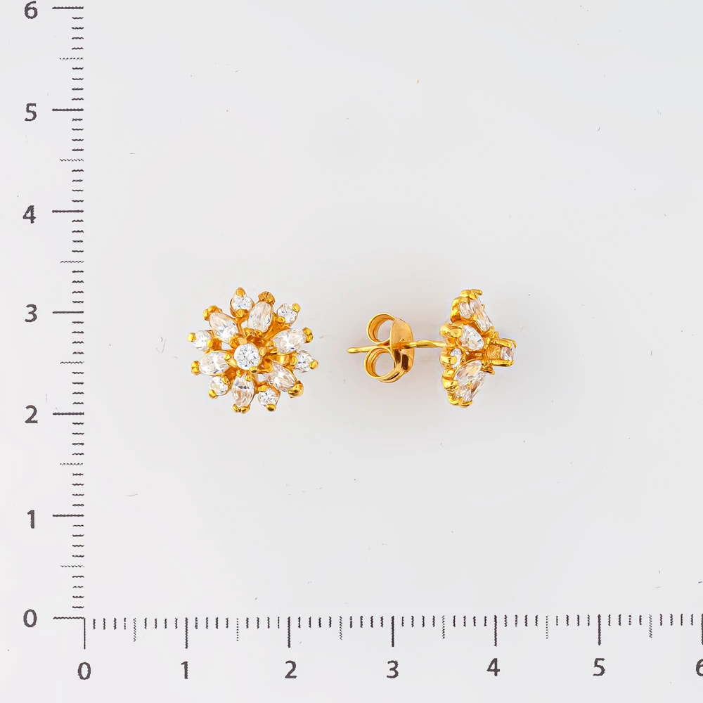 Серьги с фианитом из желтого золота 750 пробы
